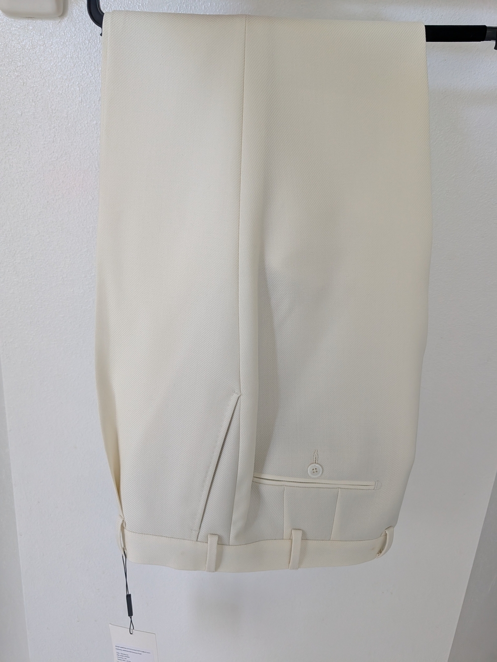 NWT Suitsupply Custom Off-White High-Rise Trousers | 32W x 30L | 100% Wool Crepe